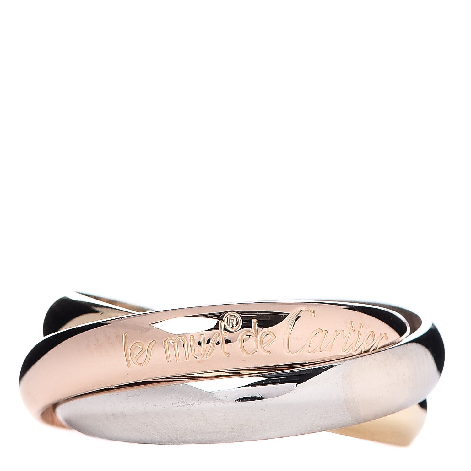 Cartier 18K Pink Yellow White Gold Classic Les Must De Trinity Ring 53 6.25 1 of 4