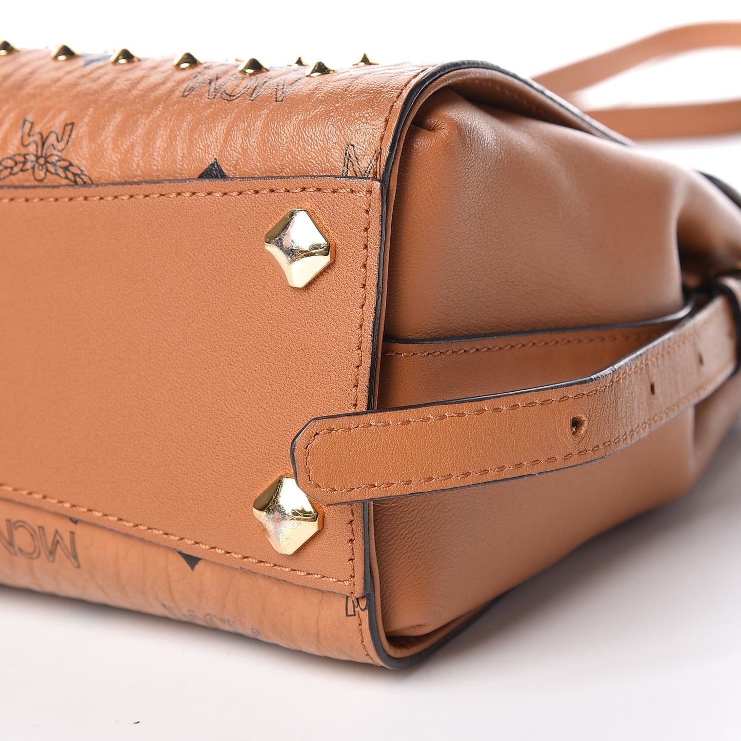 Visetos Swarovski Crystal Studded Satchel Cognac