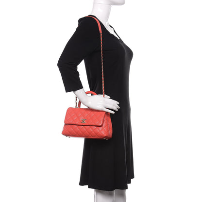 Chanel Caviar Quilted Mini Coco Handle Flap Red 2 of 10