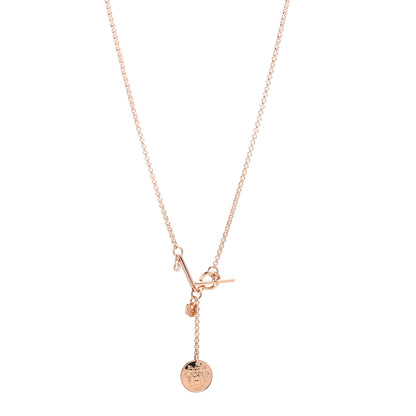 Hermes 18K Rose Gold Diamond PM Ex-Libris Pendant Necklace 1 of 5