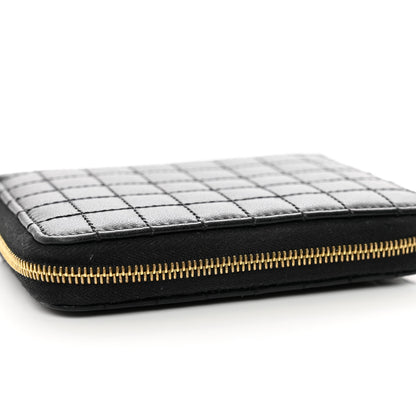 Celine Lambskin Quilted C Charm Zip Around Wallet Black 8 of 8