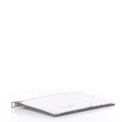 Saint Laurent Grained Calfskin 5 Fragments Zip Pouch Card Holder Silver 4 of 7