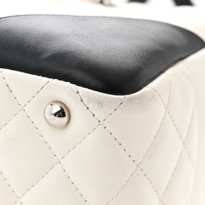 Chanel Calfskin Quilted Large Cambon Bowler White Black 11 of 14