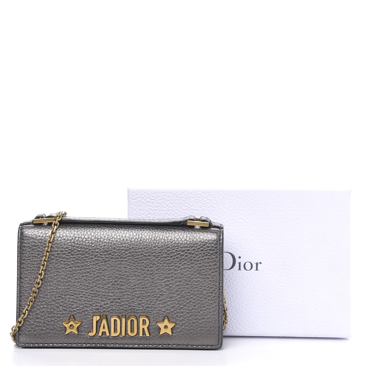 Christian Dior Metallic Grained Calfskin J'adior Clutch Gunmetal 10 of 10