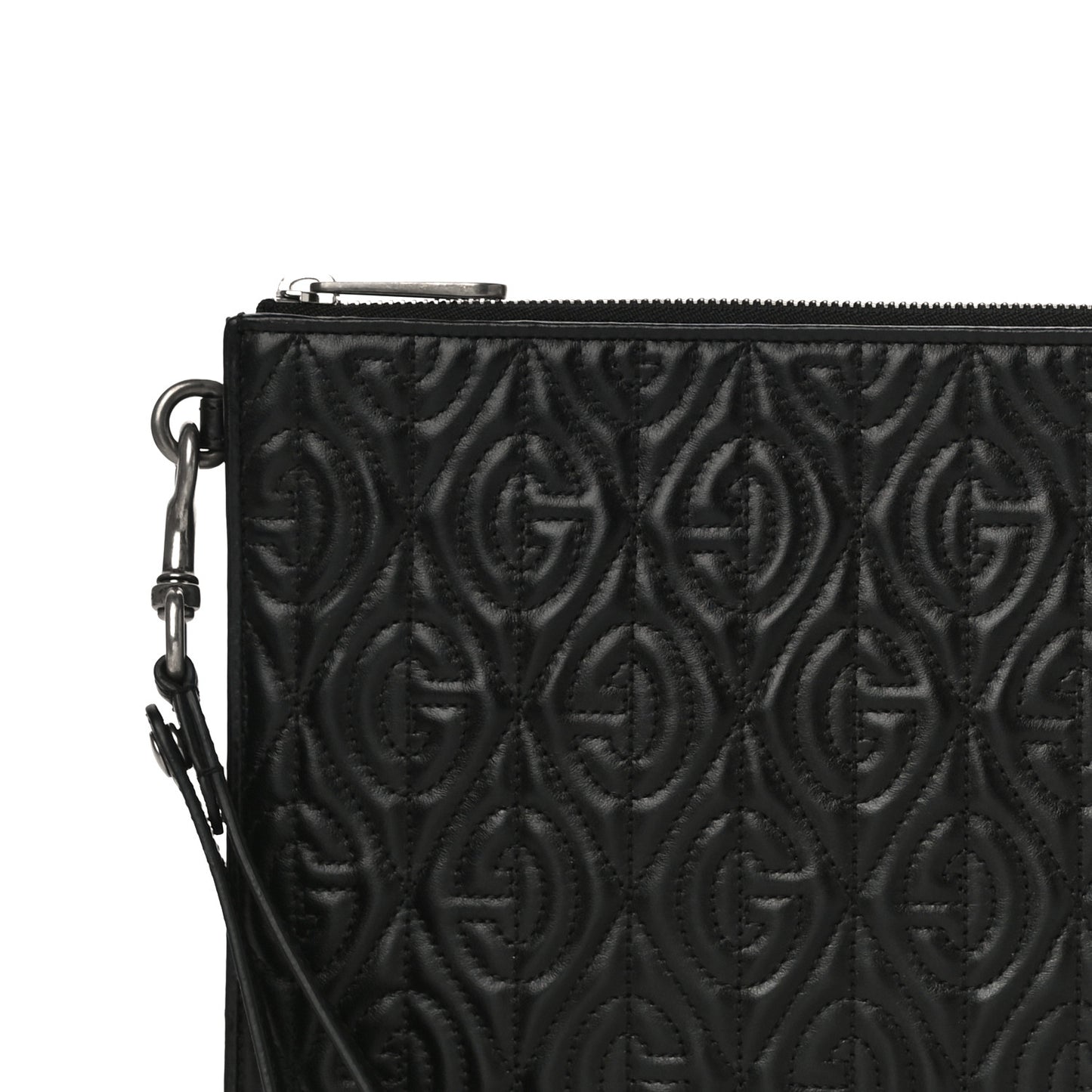 Calfskin G Rhombus Quilted Documents Holder Black