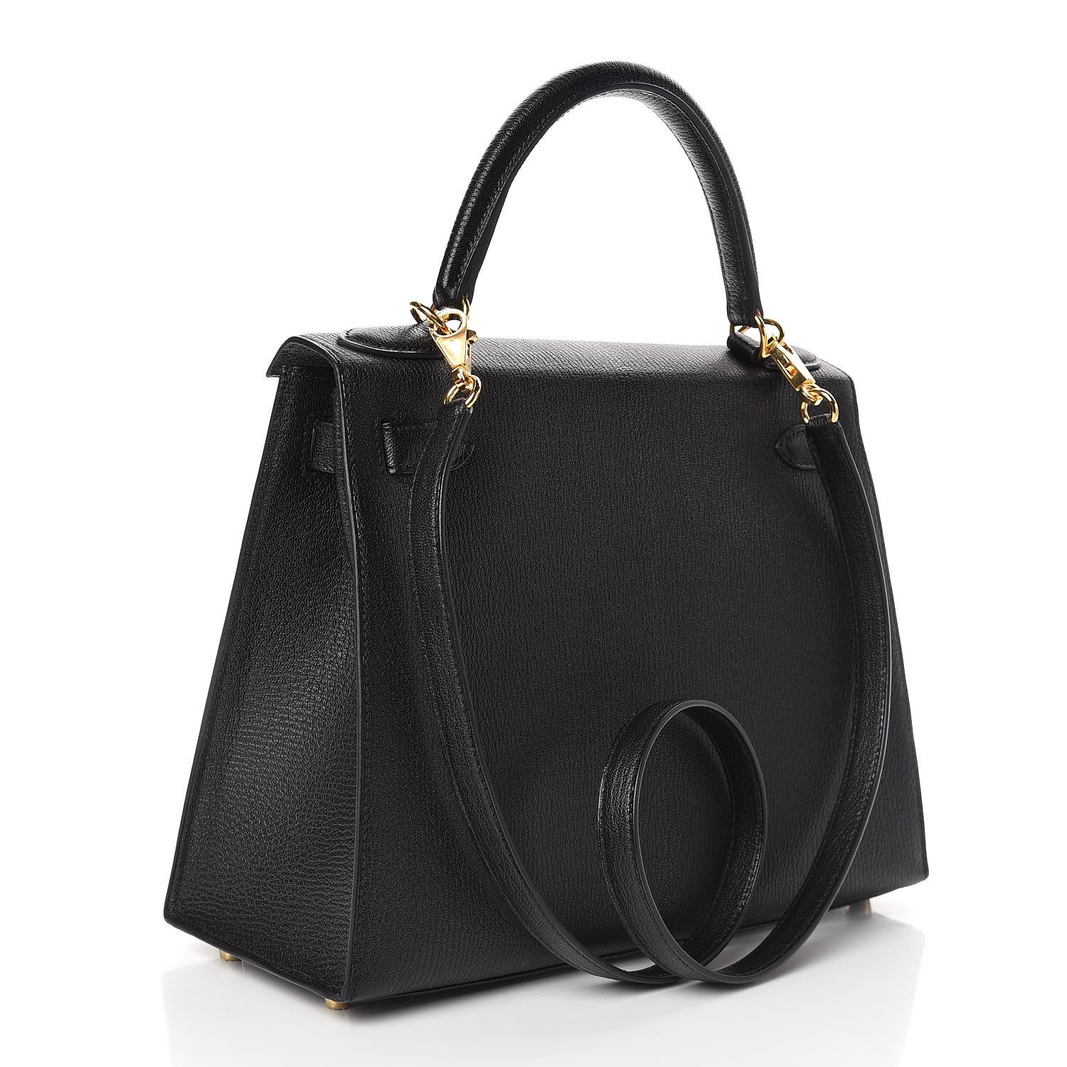 Hermes Chevre Mysore Horseshoe Kelly Sellier 28 Black Deep Red 3 of 36