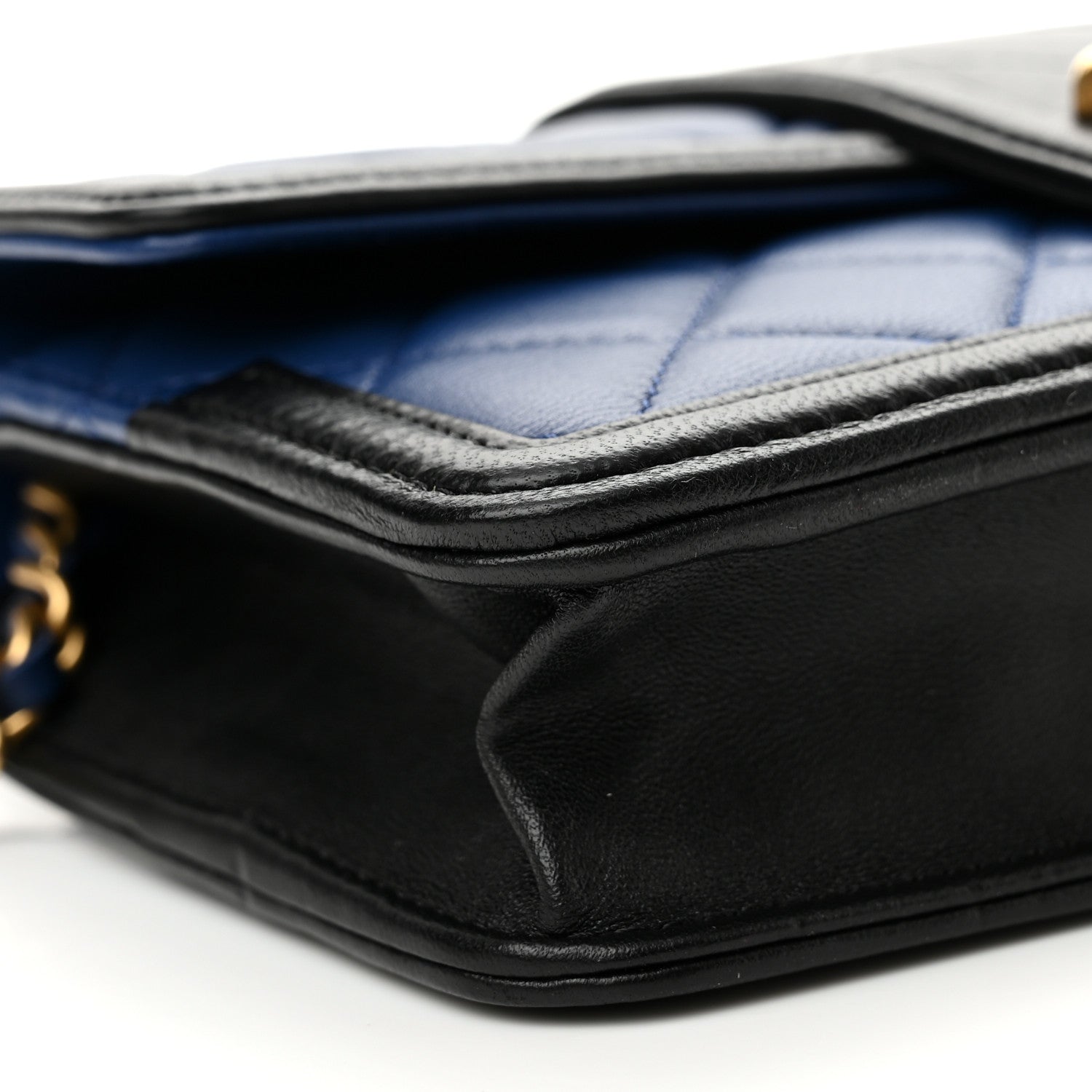 Chanel Lambskin Quilted Elegant CC Wallet On Chain WOC Blue Black 10 of 11