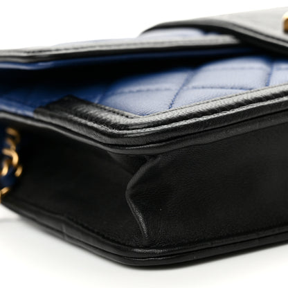 Chanel Lambskin Quilted Elegant CC Wallet On Chain WOC Blue Black 10 of 11