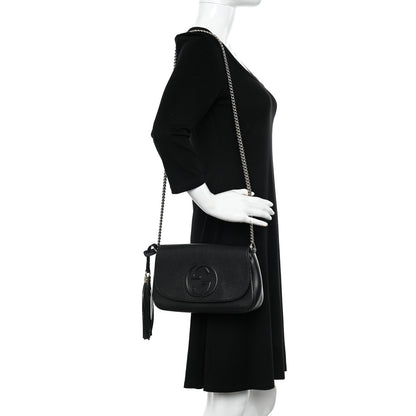 Gucci Pebbled Calfskin Medium Soho Flap Crossbody Black 2 of 10