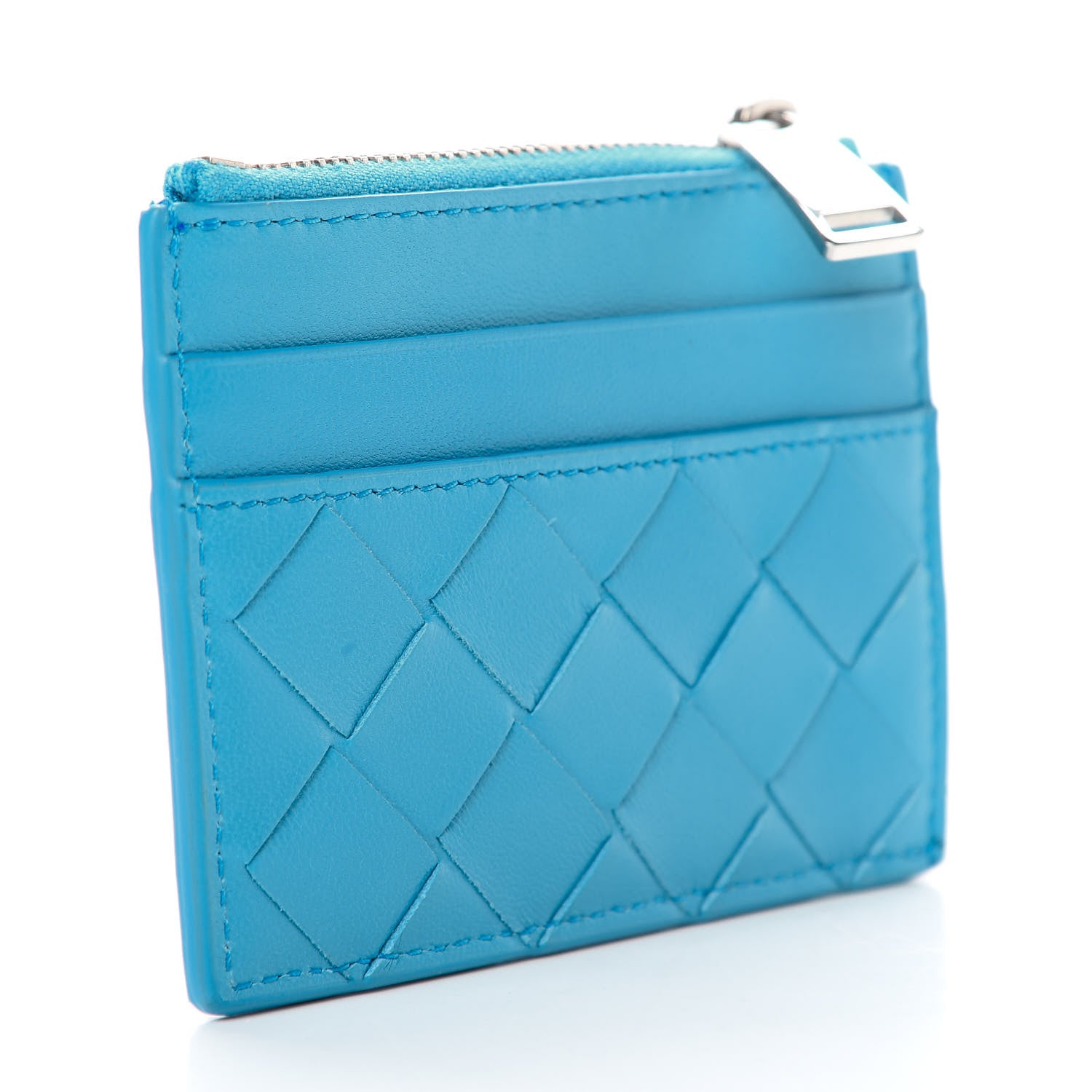 Bottega Veneta Nappa Intrecciato Zip Card Case Teal 3 of 7