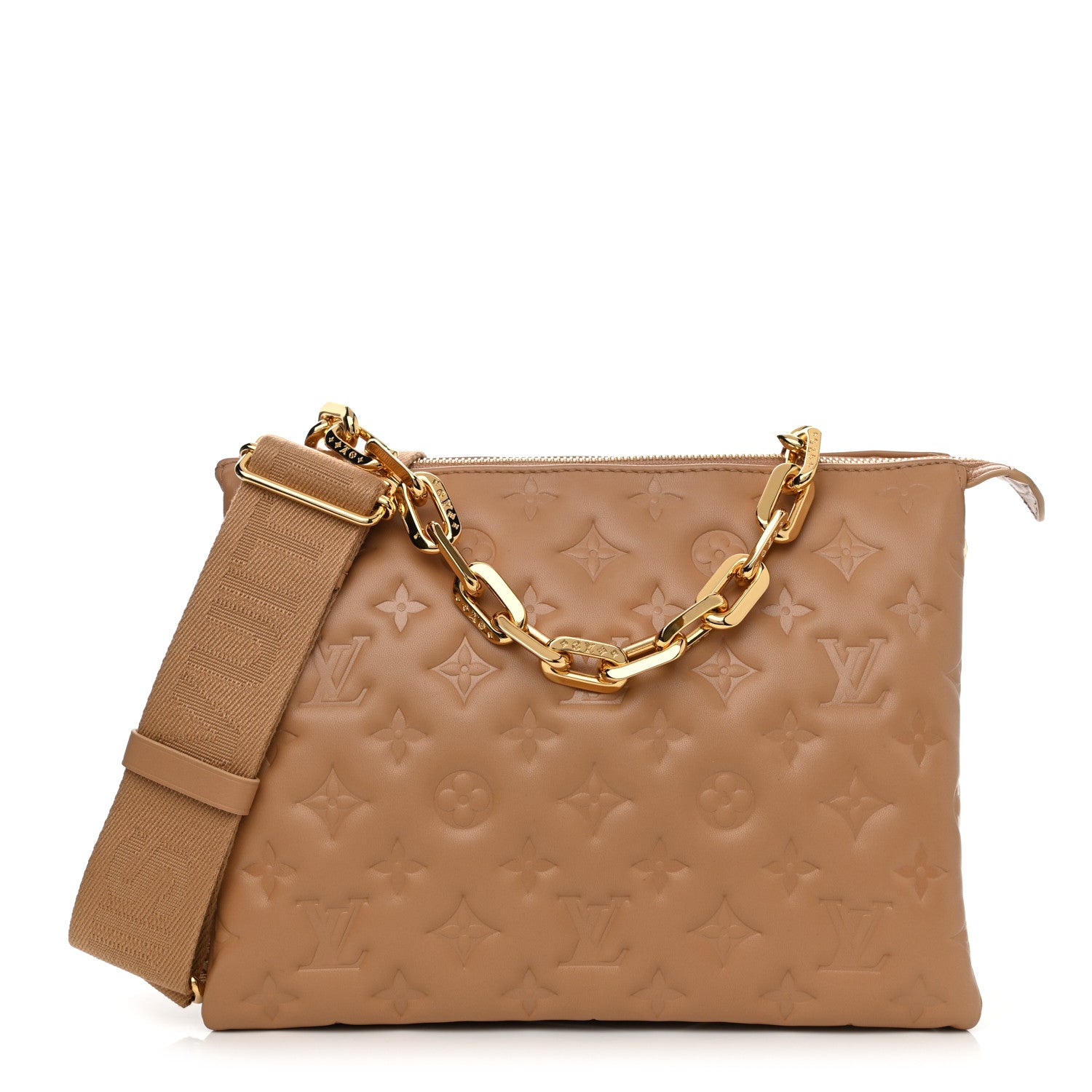 Louis Vuitton Lambskin Embossed Monogram Coussin PM Camel 1 of 11