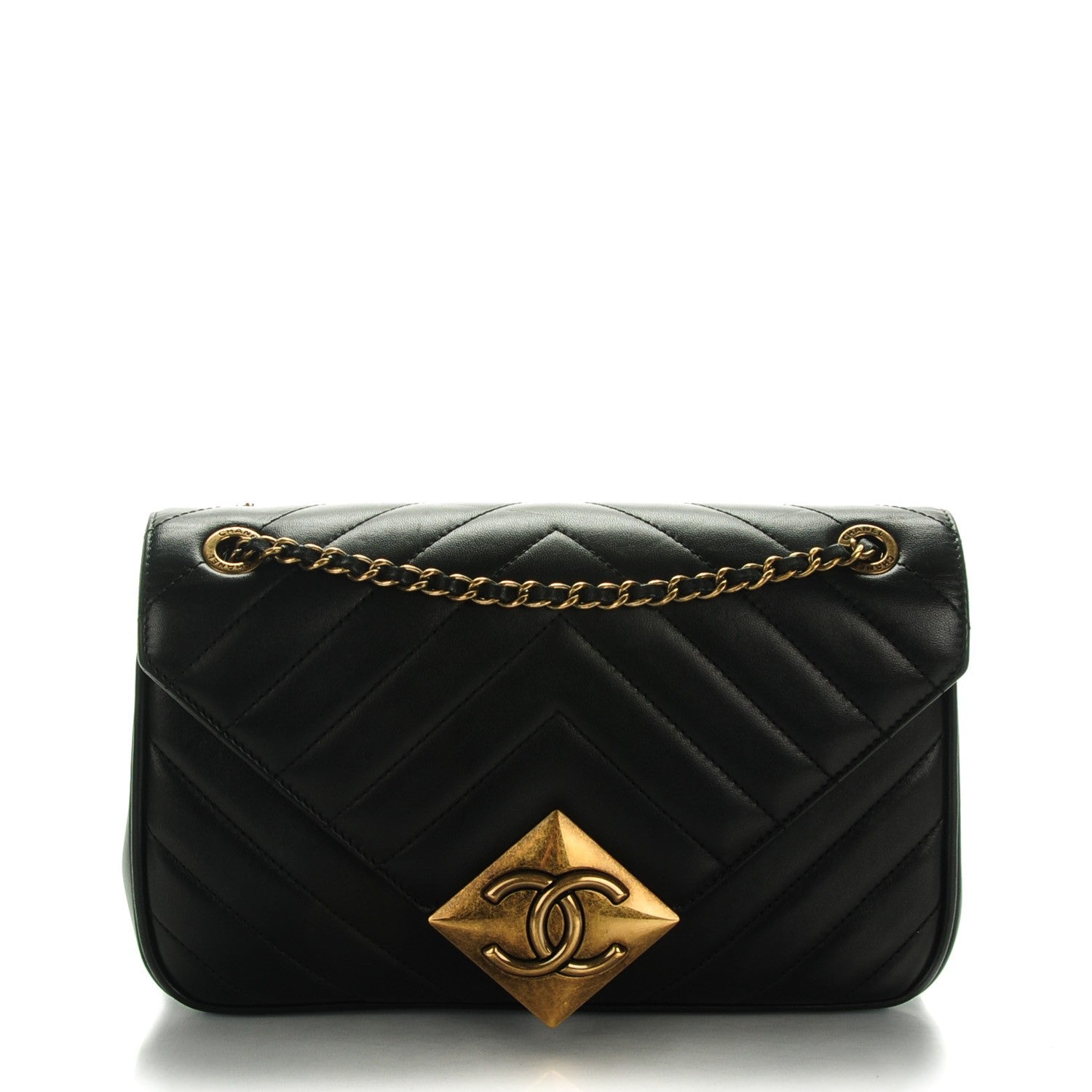 Chanel Lambskin Chevron Quilted Small Pyramid CC Flap Black 1 of 8