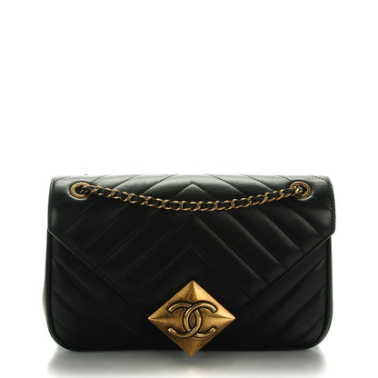 Chanel Lambskin Chevron Quilted Small Pyramid CC Flap Black 1 of 8
