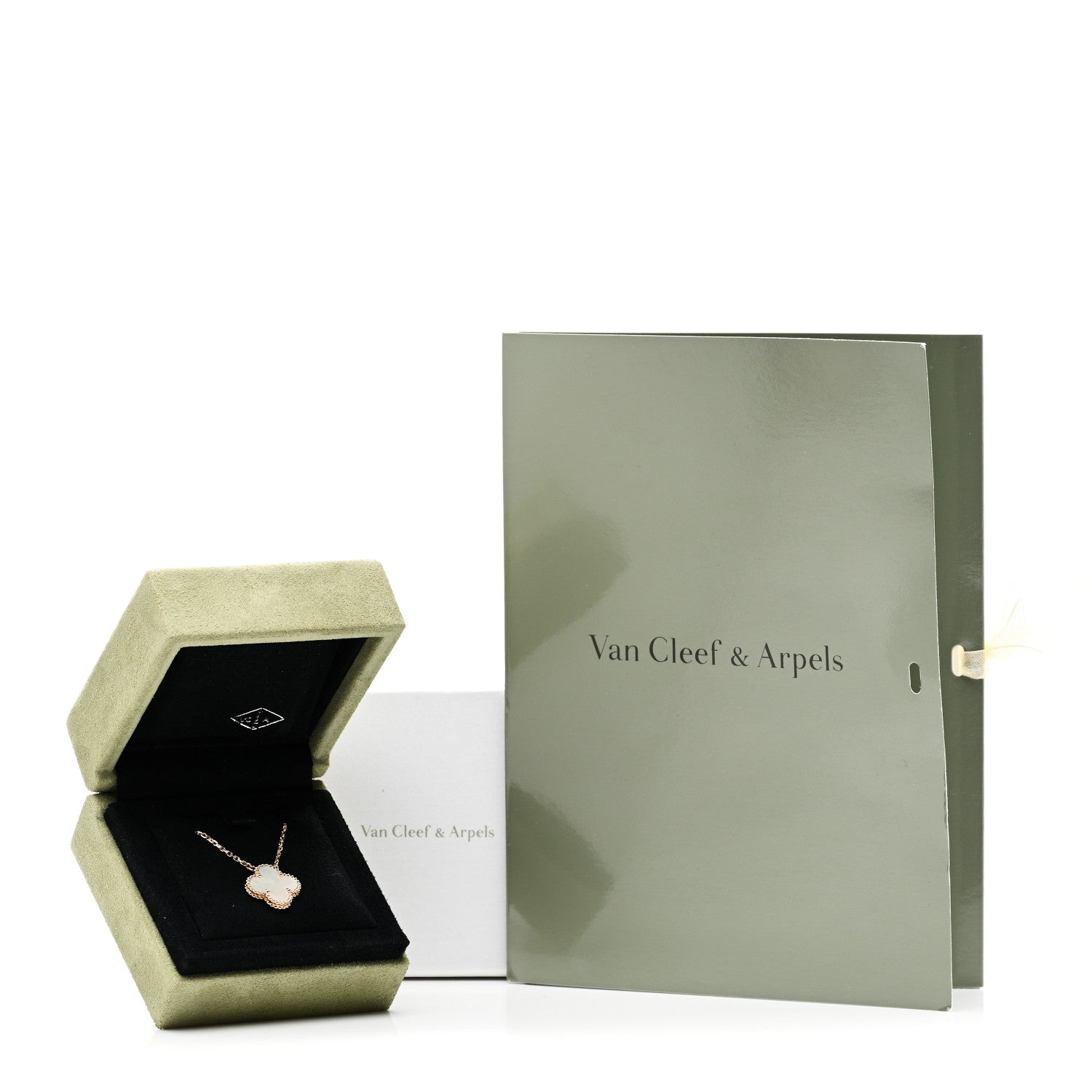 Van Cleef & Arpels 18K Yellow Gold Mother of Pearl Vintage Alhambra Pendant Necklace 5 of 5