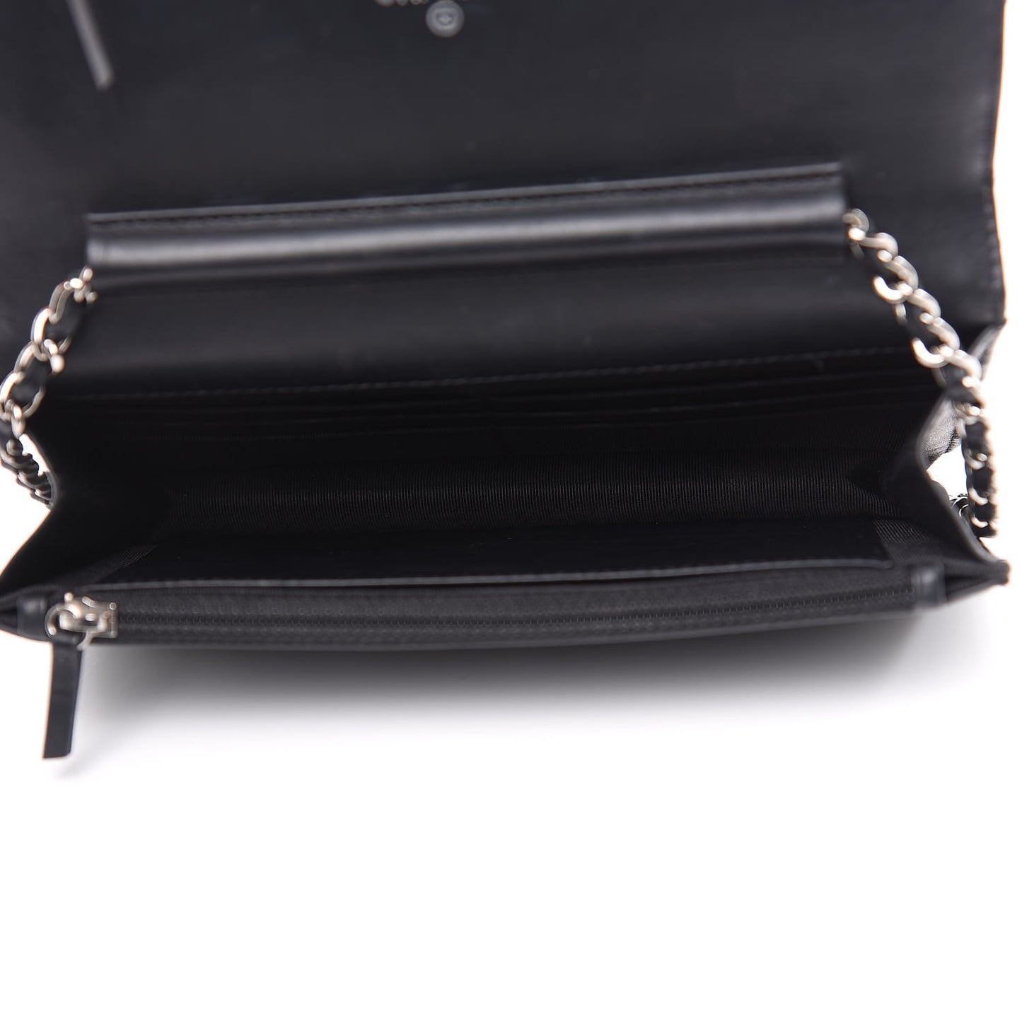 Patent Quilted Wallet On Chain WOC Black