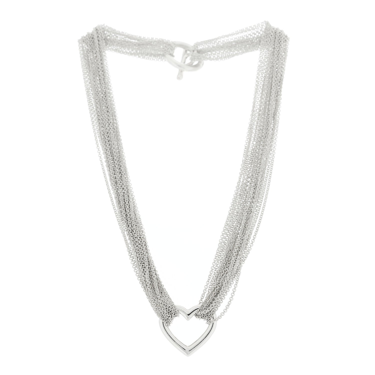 Tiffany Sterling Silver Heart Multi Chain Toggle Necklace 3 of 4