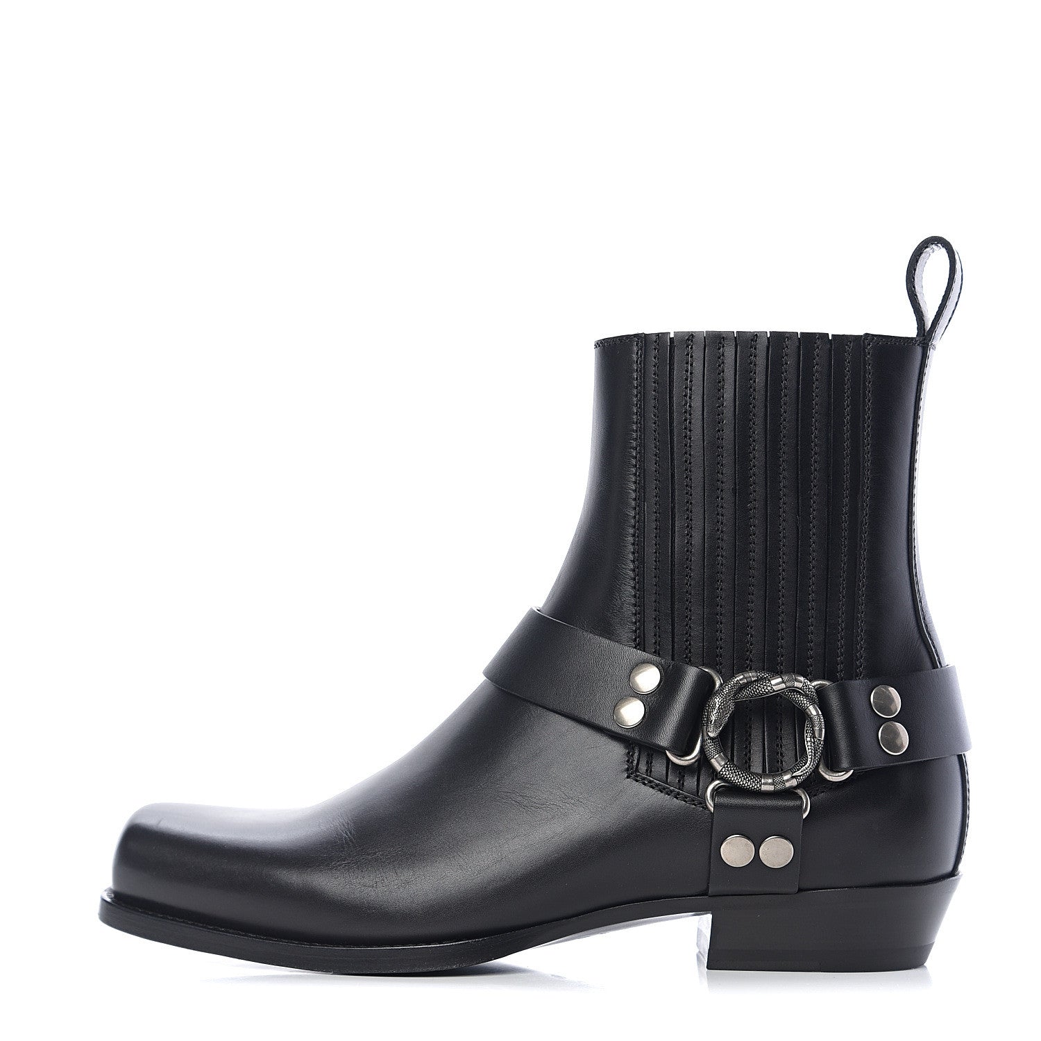 Gucci Calfskin Mens Harness Ankle Boots 8.5 Black 1 of 9
