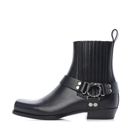 Gucci Calfskin Mens Harness Ankle Boots 8.5 Black 1 of 9