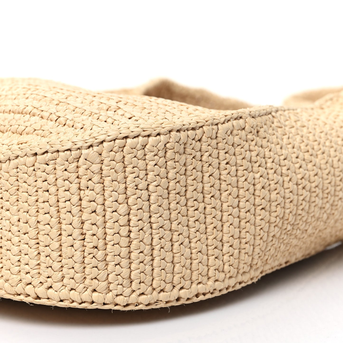 Yarn Raffia Effect Crochet Embroidered Logo Hobo Naturale