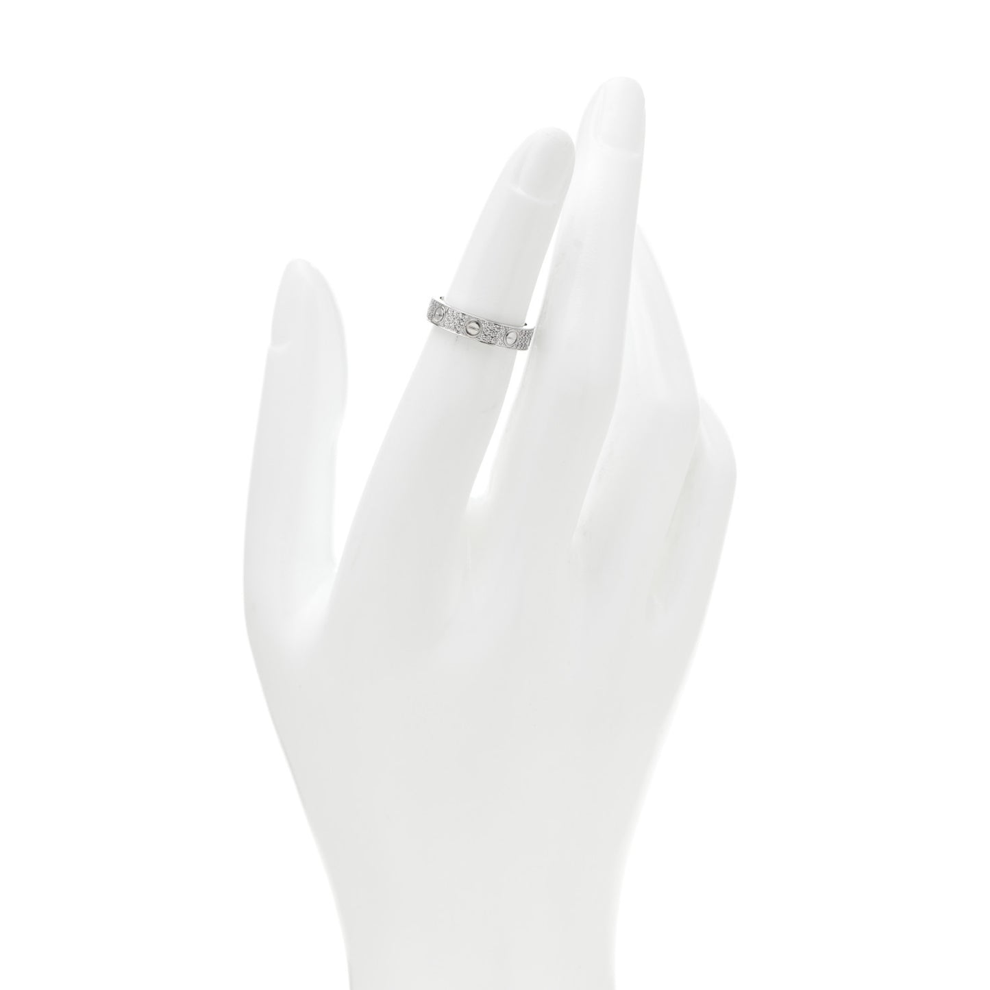 18K White Gold Diamond 4mm LOVE Wedding Paved Band Ring 47/4