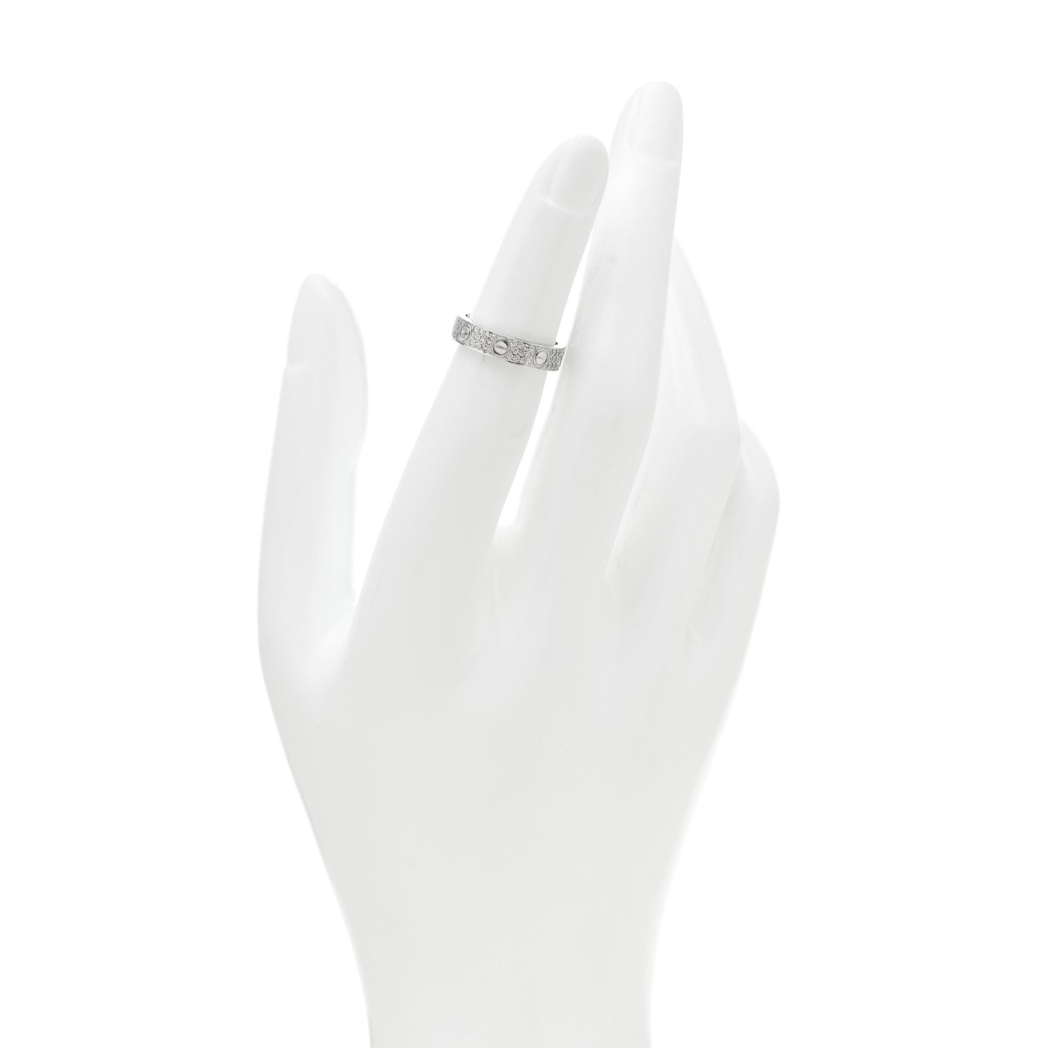 Cartier 18K White Gold Diamond 4mm LOVE Wedding Paved Band Ring 47/4 2 of 4