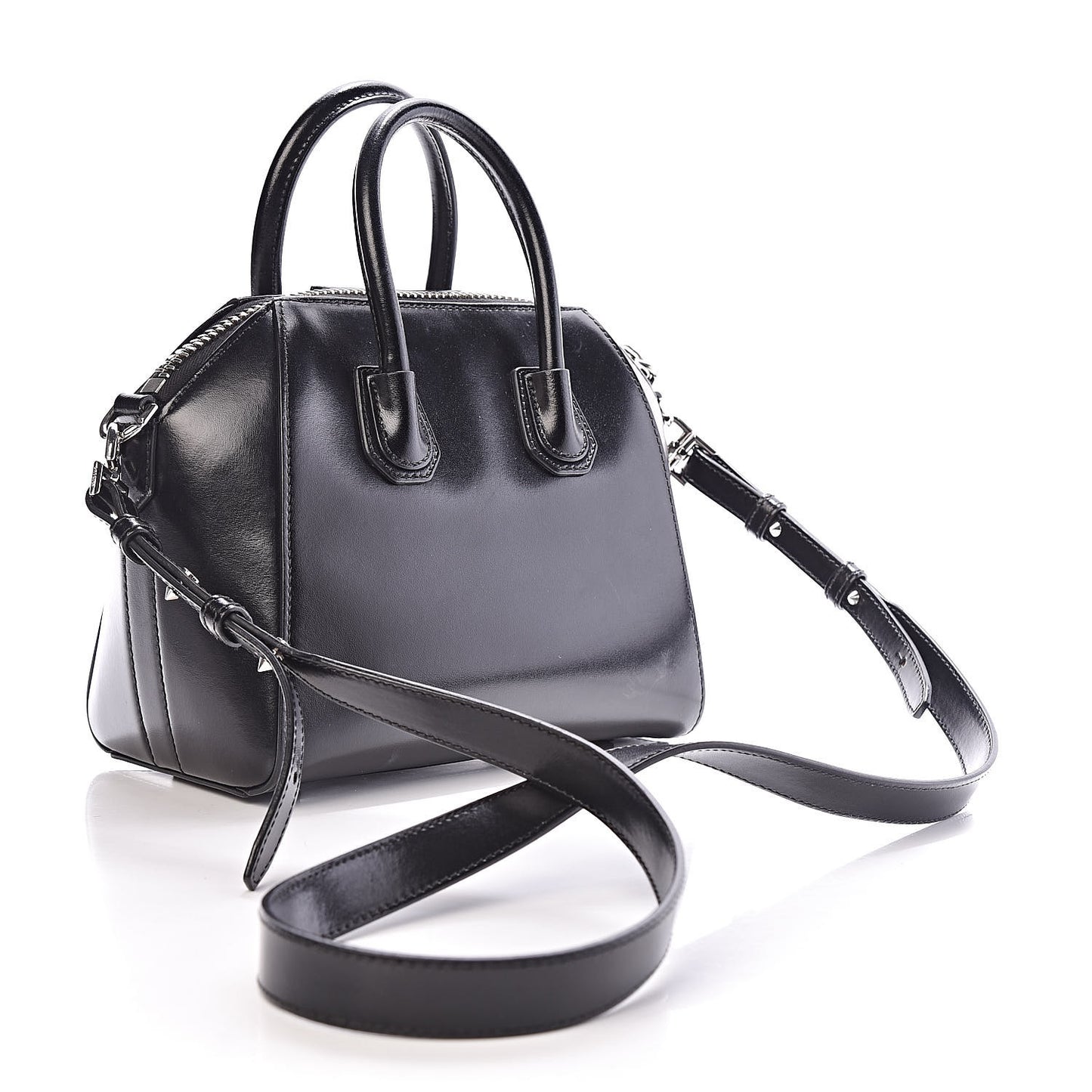Shiny Lord Calfskin Mini Antigona Black