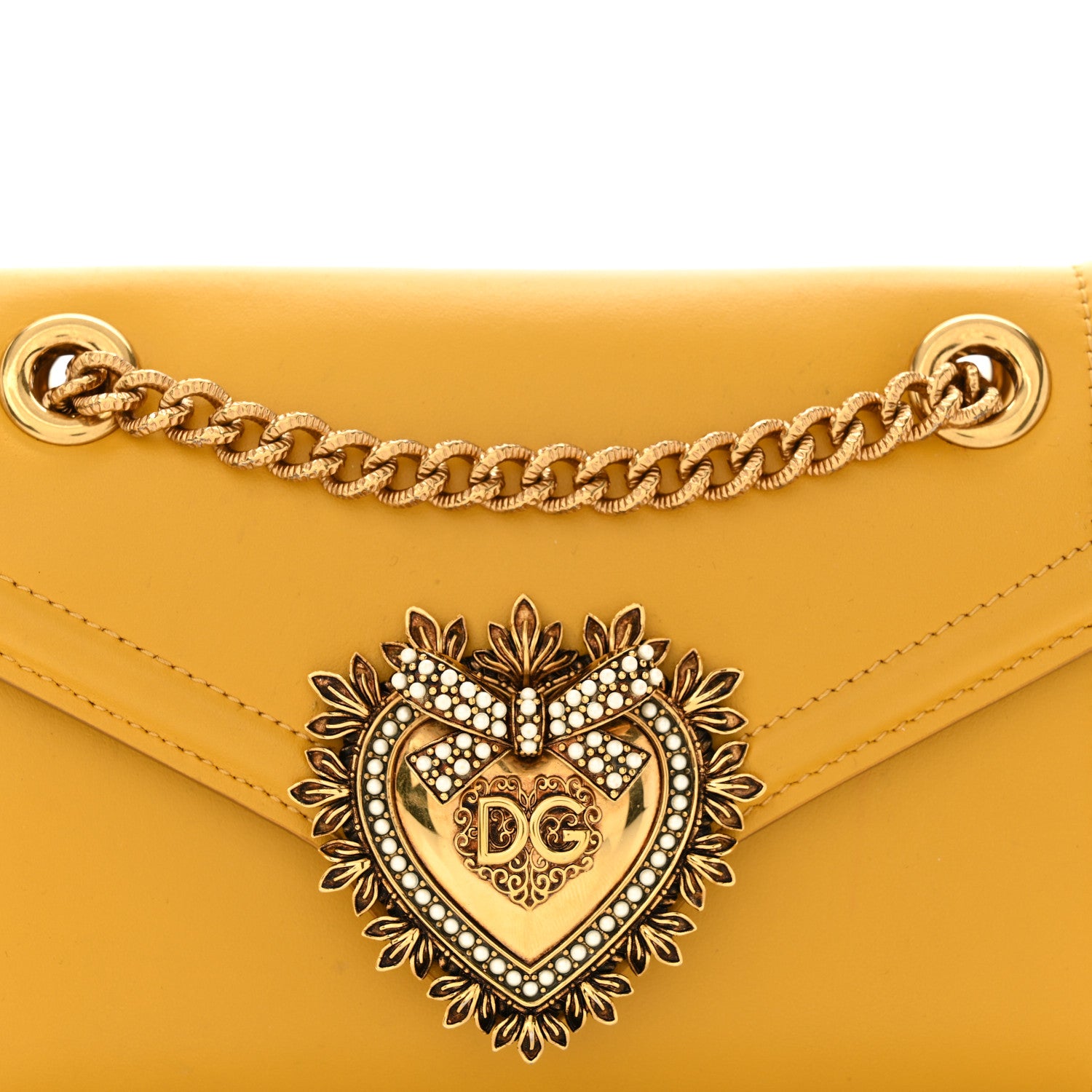 Dolce & Gabbana Smooth Calfskin Devotion Envelope Phone Bag Senape 7 of 13