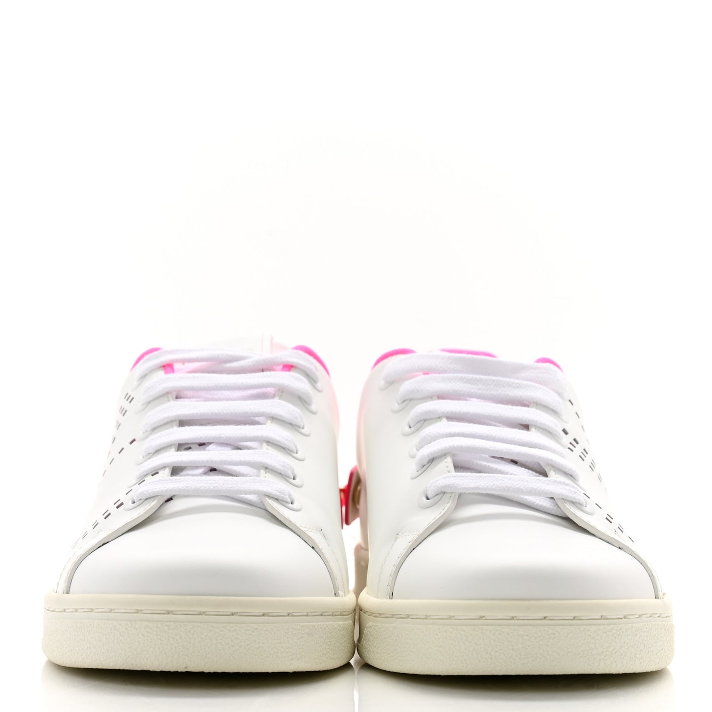 Calfskin Womens Backnet Sneakers 35 White Fuchsia