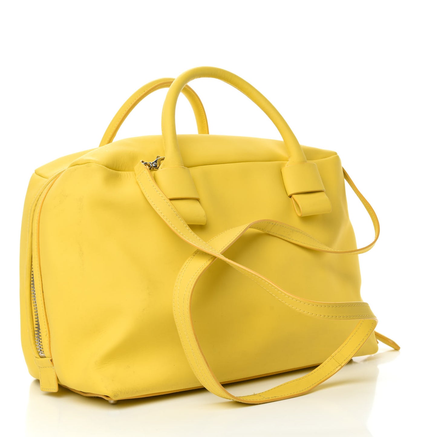 Rubber Coated Calfskin Antonia Satchel Yellow