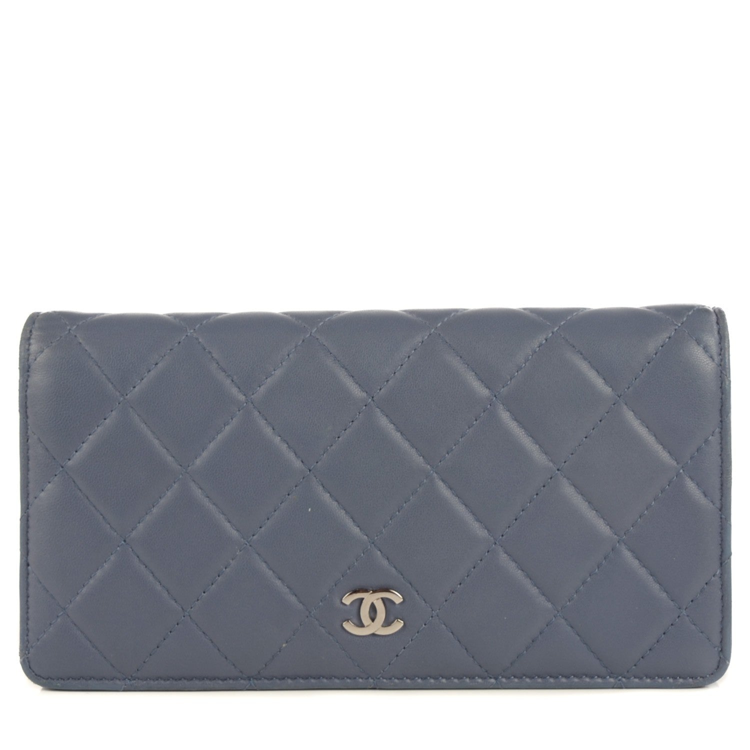 Chanel Lambskin Quilted Yen Wallet Blue 1 of 9