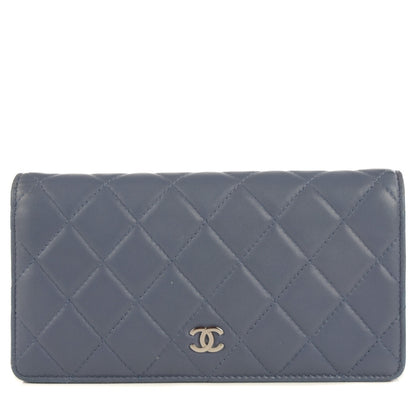 Chanel Lambskin Quilted Yen Wallet Blue 1 of 9
