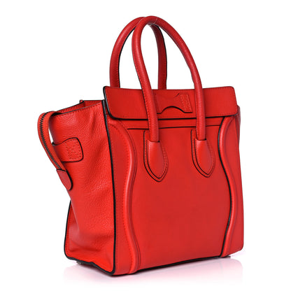 Celine Drummed Calfskin Micro Luggage Coquelicot 3 of 10