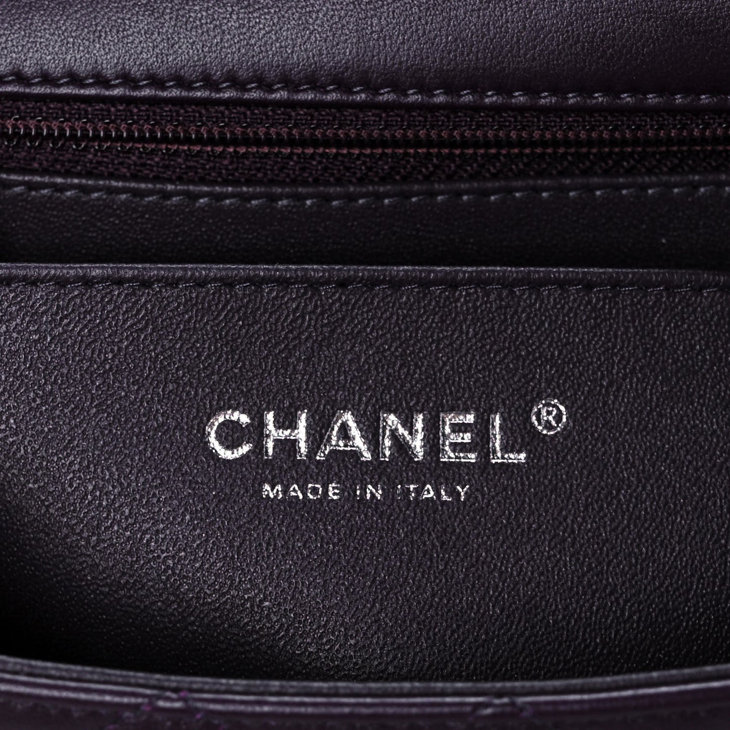 Lambskin Quilted Mini Rectangular Flap Dark Purple