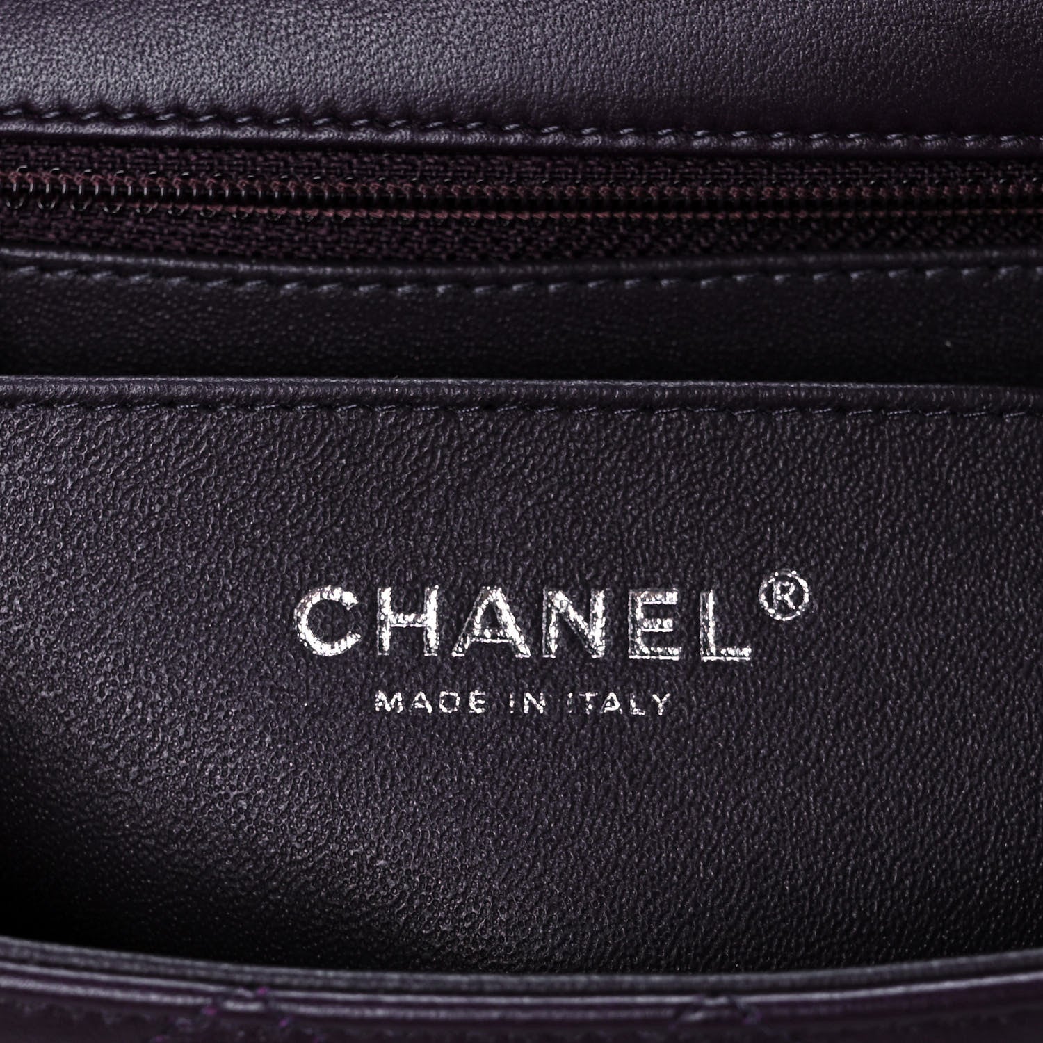 Chanel Lambskin Quilted Mini Rectangular Flap Dark Purple 6 of 13