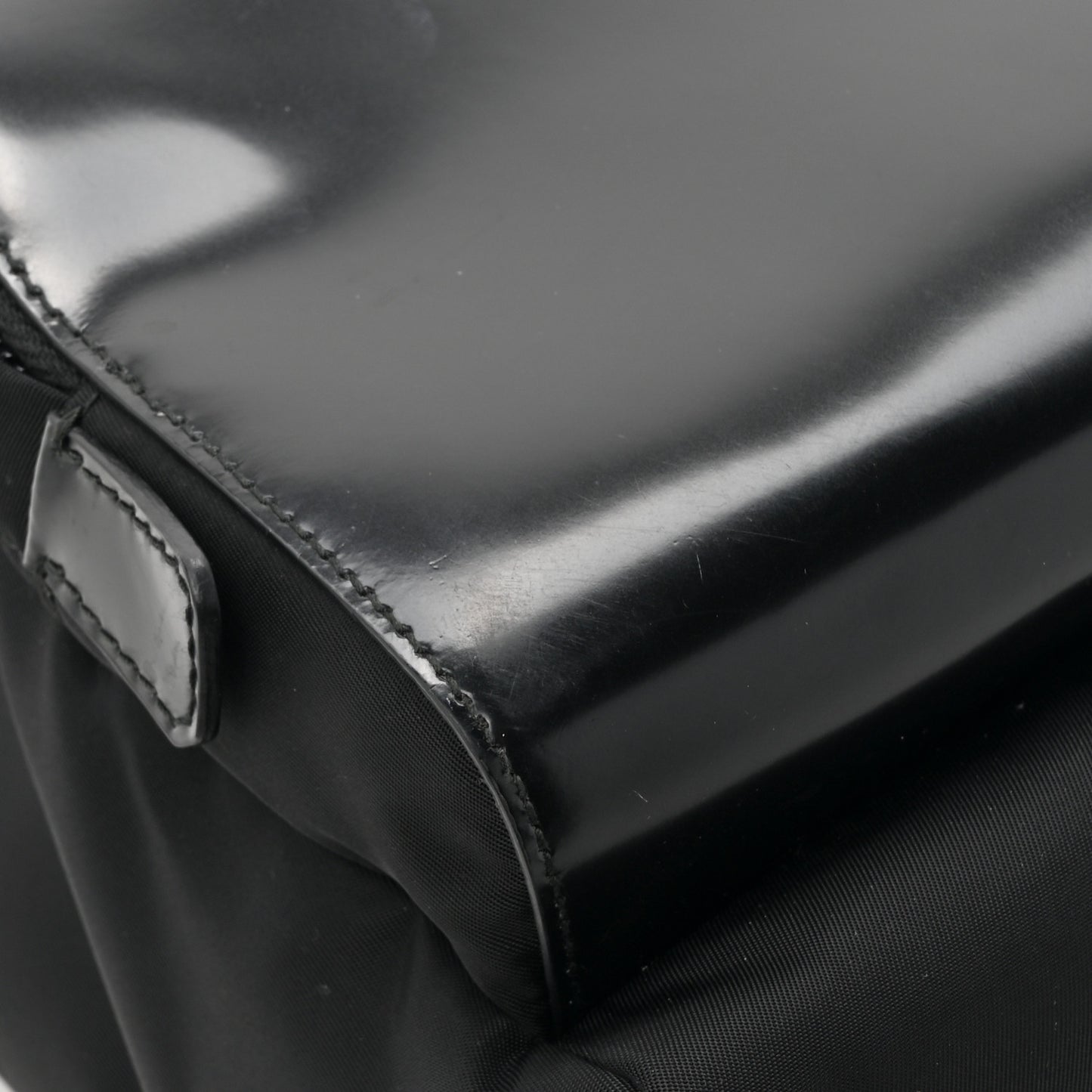 Nylon Brushed Calfskin Mini Backpack Black