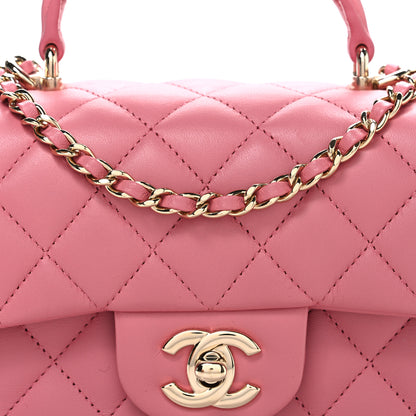 Chanel Lambskin Quilted Mini Top Handle Rectangular Flap Pink 8 of 11