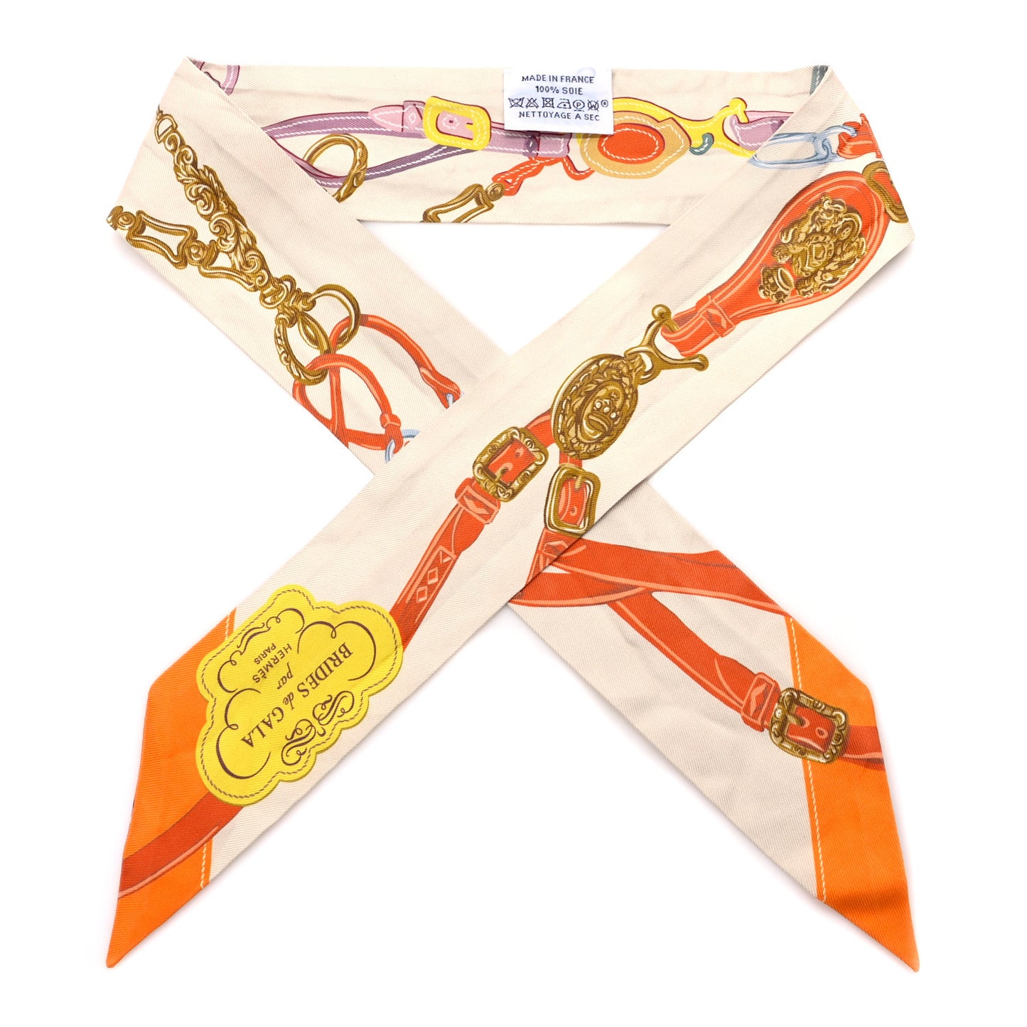 Silk Brides De Gala Applique Pique Twilly Creme Orange Jaune