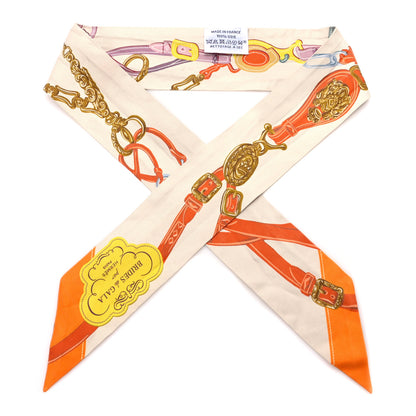 Hermes Silk Brides De Gala Applique Pique Twilly Creme Orange Jaune 1 of 4
