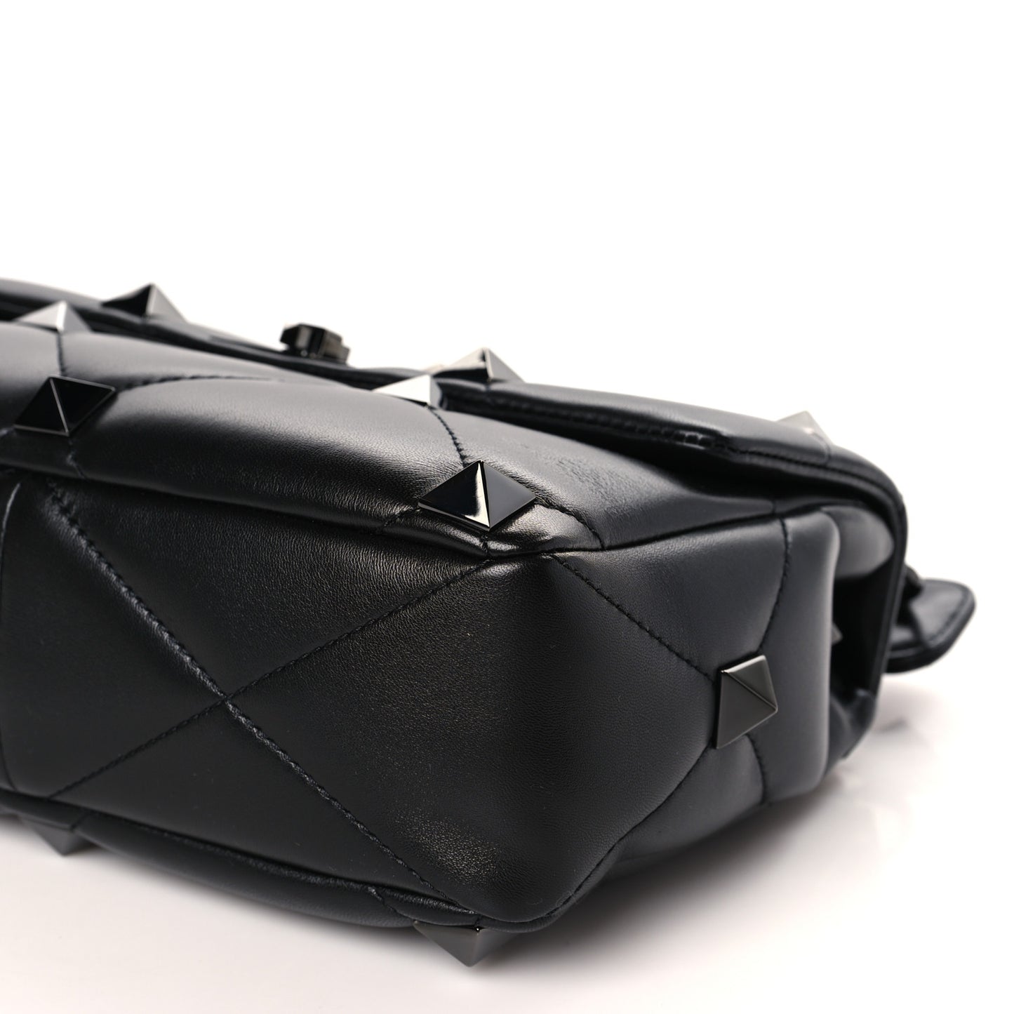 Nappa Monochrome Large Roman Stud Shoulder Bag Black