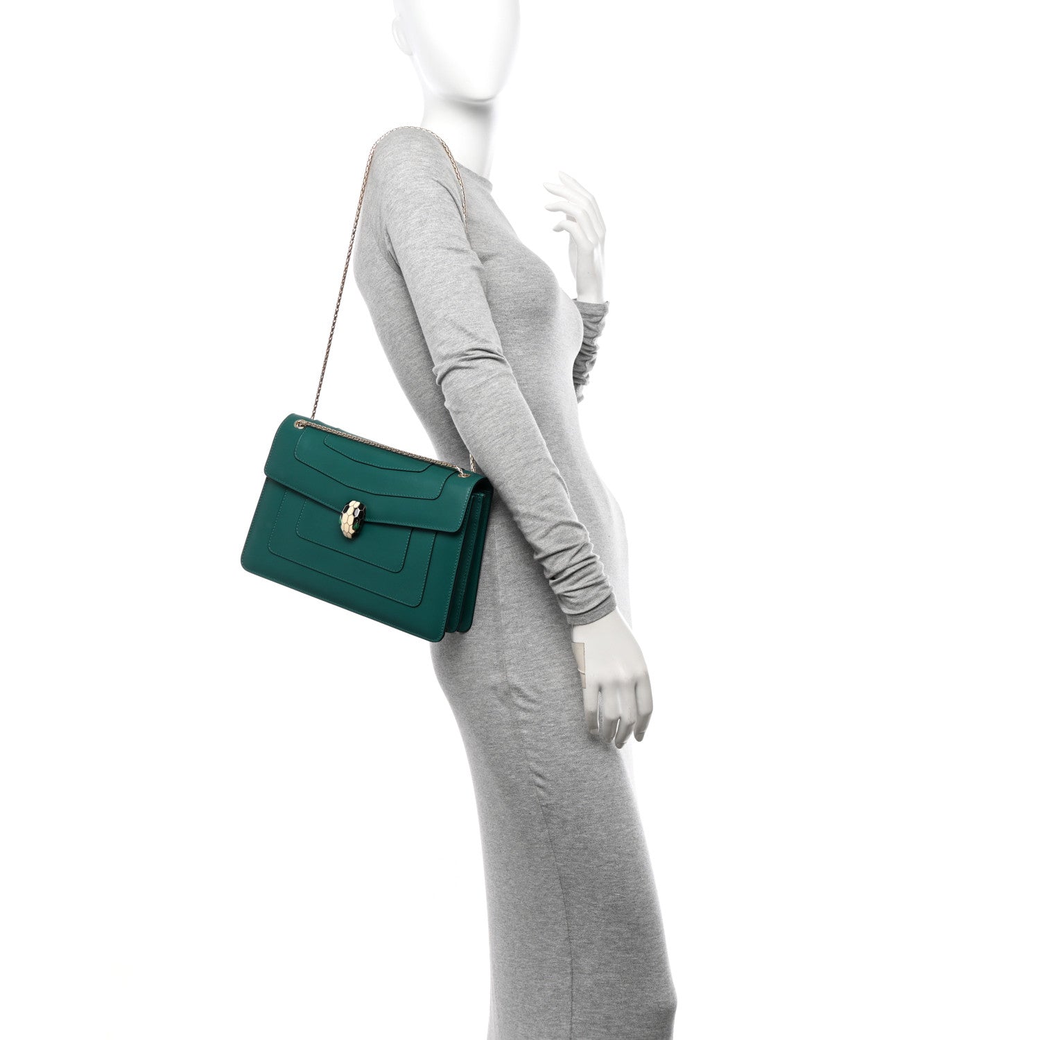 Bulgari Calfskin Serpenti Forever Shoulder Bag Emerald Green 2 of 15