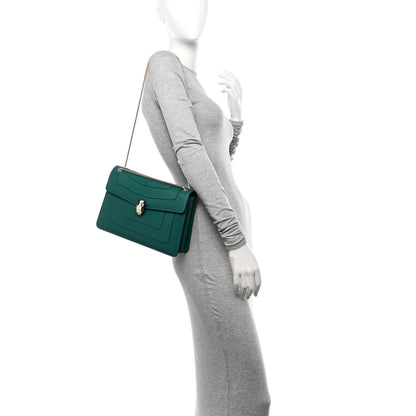 Bulgari Calfskin Serpenti Forever Shoulder Bag Emerald Green 2 of 15