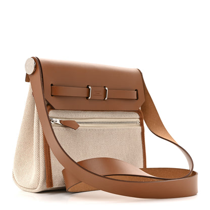 Hermes Military Toile Vache Hunter Herbag Zip Retourne 20 Ecru Beige Fauve 3 of 11