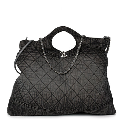 Chanel Denim Quilted 31 Denimpression Shopping Bag Grey Black 1 of 10