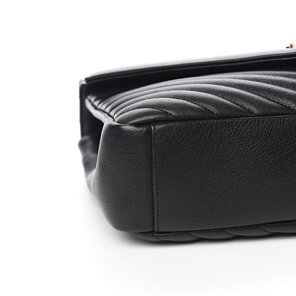 Saint Laurent Sheepskin Matelasse Chevron Monogram Large College Satchel Black 8 of 11