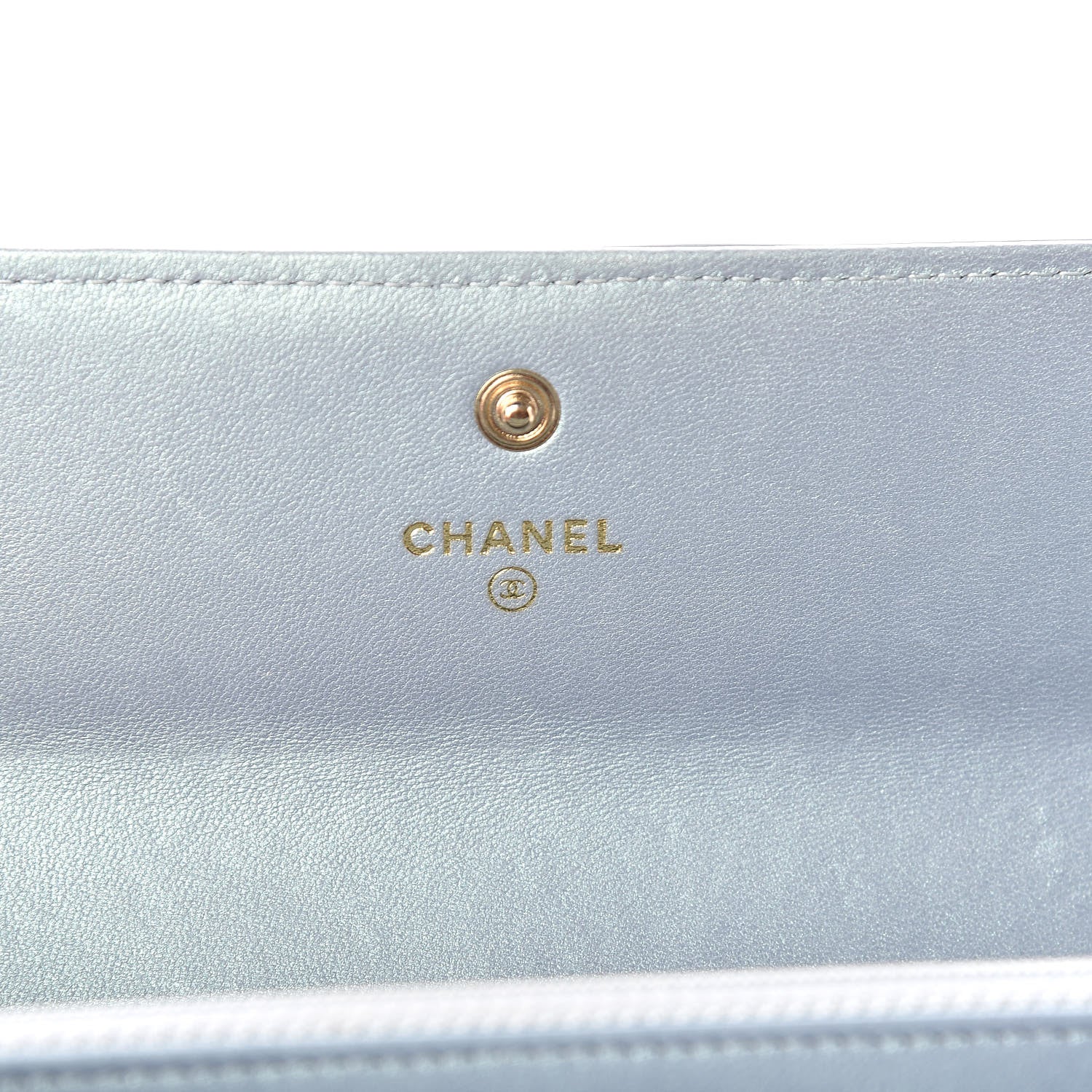 Chanel Metallic Patent Calfskin Quilted Boy Flat Wallet Light Blue 6 of 10