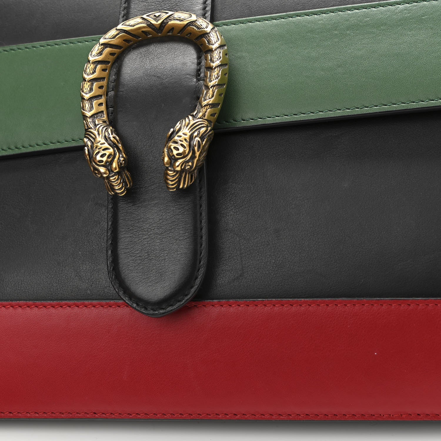 Gucci Calfskin Bamboo Web Large Dionysus Top Handle Bag Black Bright Evergreen Hibiscus Red 14 of 14