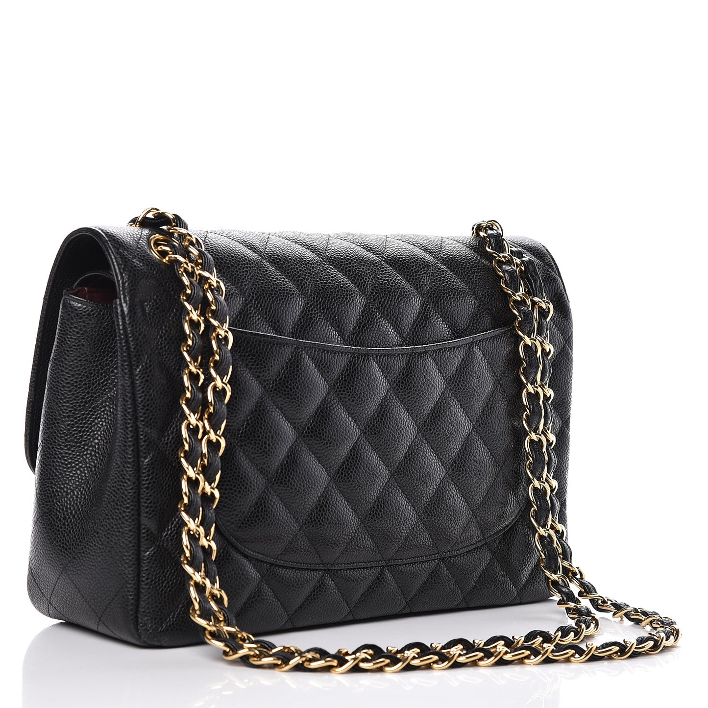Caviar Quilted Jumbo Double Flap Black