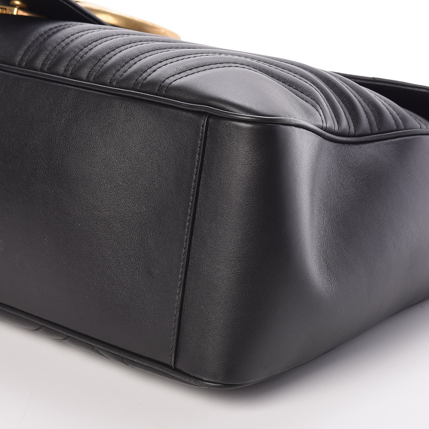 Gucci Calfskin Matelasse Maxi GG Marmont Top Handle Shoulder Bag Black 9 of 9