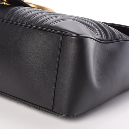 Gucci Calfskin Matelasse Maxi GG Marmont Top Handle Shoulder Bag Black 9 of 9