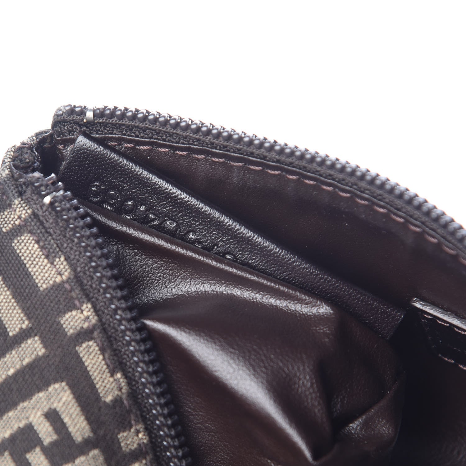 Fendi Zucchino Vitello Cosmetic Pouch Testa di Moro Beige 7 of 9